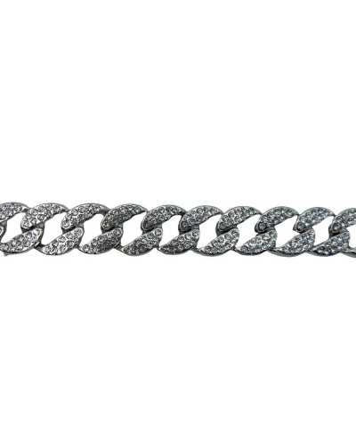 Chaîne Bijou Passementerie 10 Cm Argent Petits Strass Haut 15 Mm