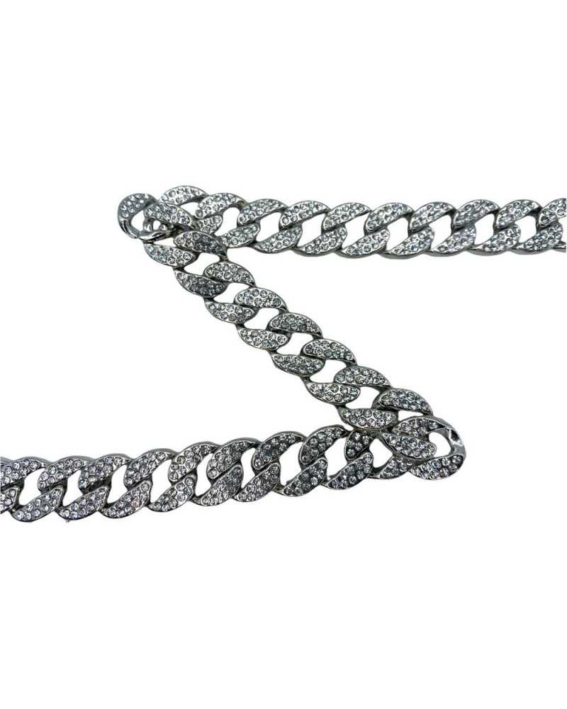 Chaîne Bijou Passementerie 10 Cm Argent Petits Strass Haut 15 Mm