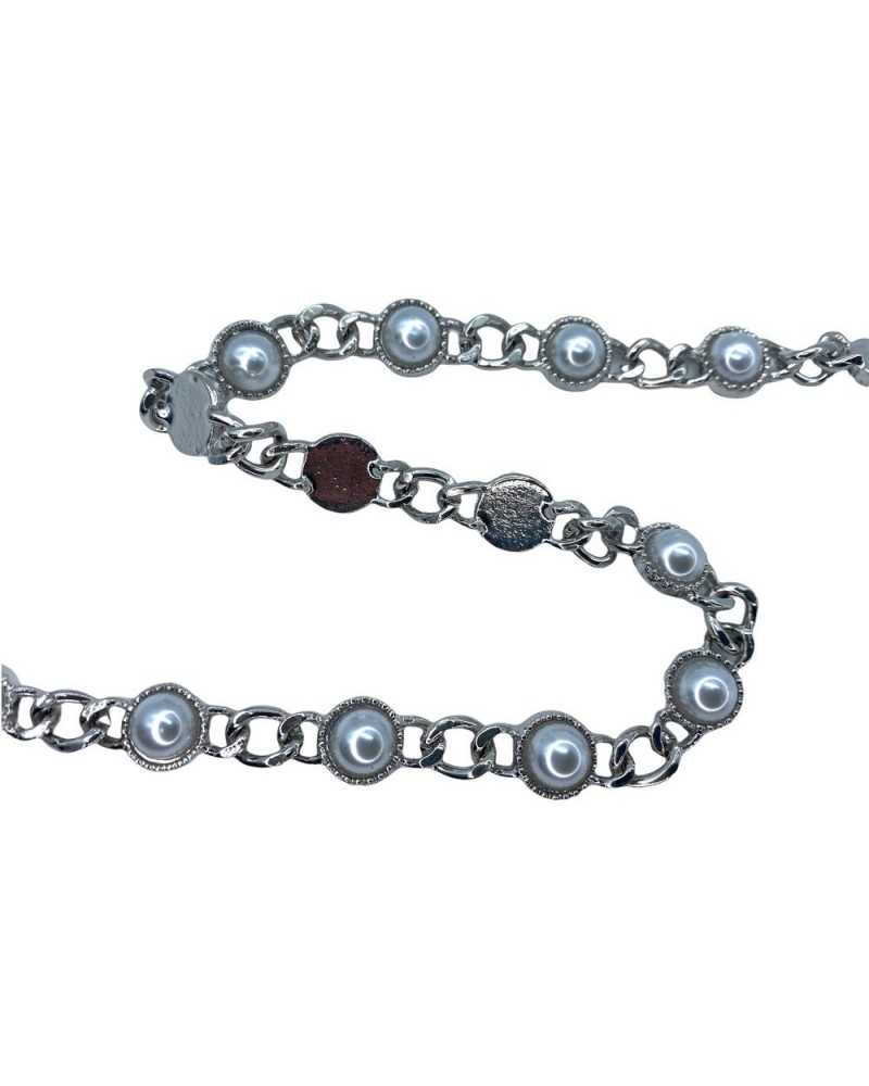 10 Cm Trimmings Jewel Chain Silver Pearl High 12 Mm