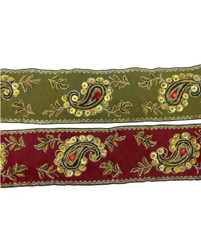50 cm Besatz, heiliges Band, Kantenstickerei, Pailletten, Perlen, Steine, Höhe 6 cm