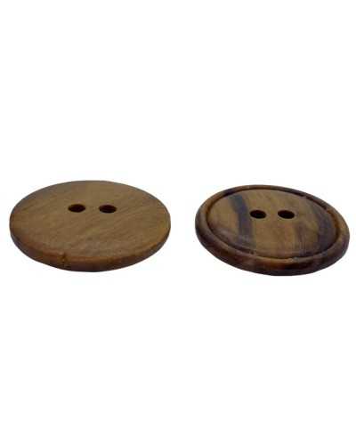 Round Flat Button 2 Holes Natural Wood 28 Mm