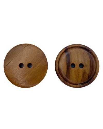 Bouton Rond Plat 2 Trous Bois Naturel 28 Mm