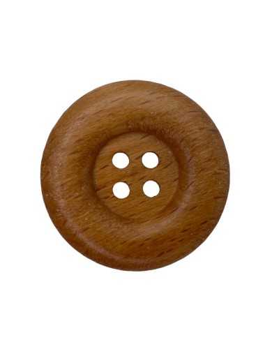 Bouton Rond Convexe 4 Trous Bois Naturel 35 Mm