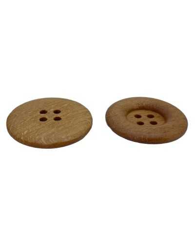 Round Convex Button 4 Holes Natural Wood 35 Mm
