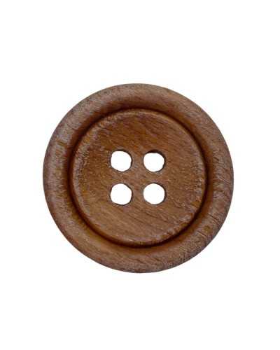Round Flat Button 4 Holes Natural Wood Worn Effect 35 Mm