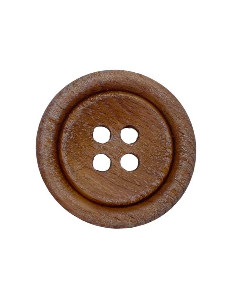 Bouton Rond Plat 4 Trous Bois Naturel Effet Usé 35 Mm