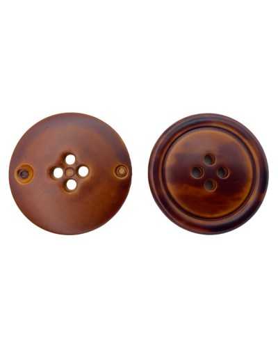 Bouton Résine Plat Rond 4 Trous Effet Bois Brûlé 33 Mm