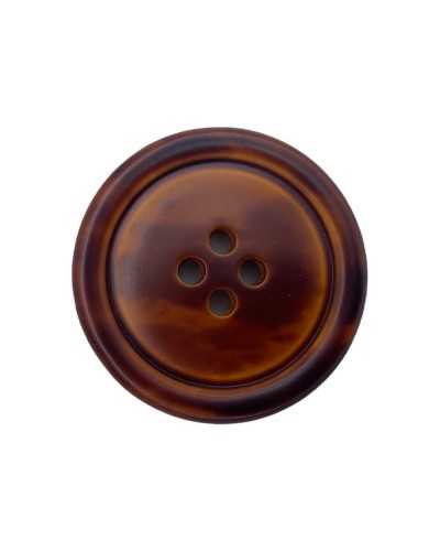 Botón Plano Redondo Resina 4 Agujeros Efecto Madera Quemada 33 Mm