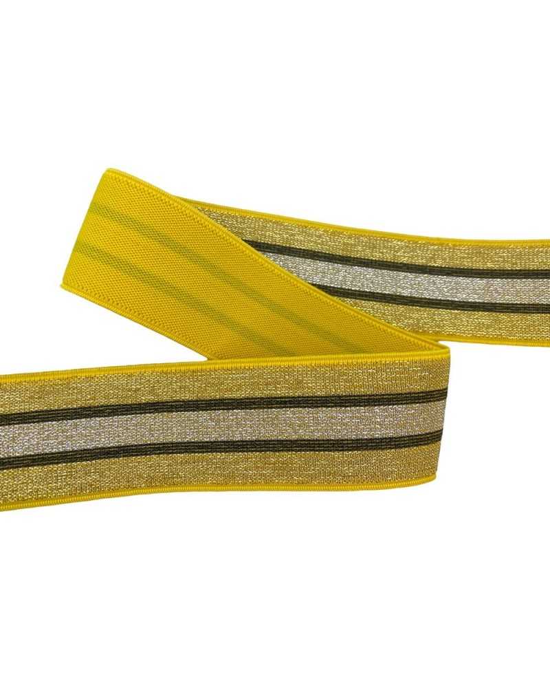Passementerie Galon Élastique Galon Printemps Rayure Jaune Doré Lurex Noir Haut 4 Cm