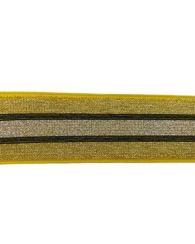 Pasamanería Galón Elástico Primavera Raya Cinta Amarillo Oro Lurex Negro Alto 4 Cm