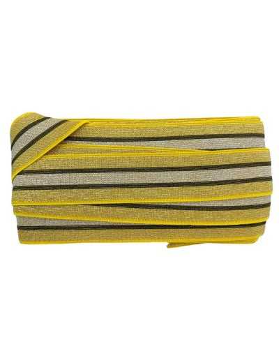 Passamaneria Elastico Gallone Molla Nastro Riga Giallo Oro Lurex Nero Alto 4 Cm