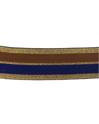 Molla Elastica Passamaneria Riga Lurex Oro Marrone Blu Alta 4 Cm