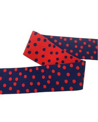 50 Cm Élastique Passementerie Pois Bleu Rouge Double Face 5 Cm De Haut