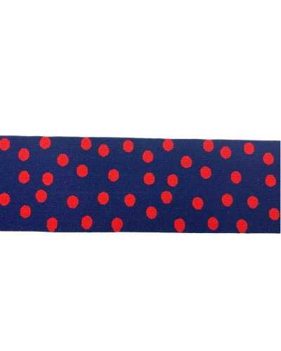 50 cm elastische Besätze, gepunktet, blau, rot, doppelseitig, 5 cm hoch