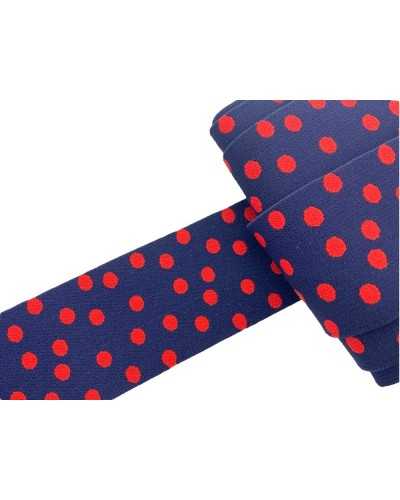 50 cm elastische Besätze, gepunktet, blau, rot, doppelseitig, 5 cm hoch