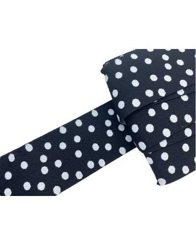 50 Cm Pasamanería Elástica Moda Lunares Negros Primavera Doble Cara Alta 5 Cm