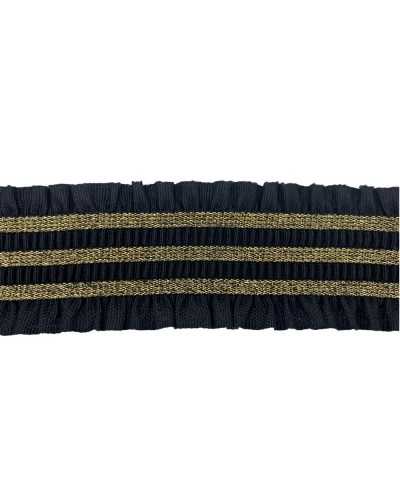 50 cm Besätze elastische Frühling Rouche Curled Line Gold Lurex schwarz hoch 5 cm