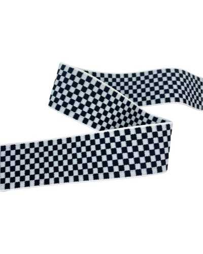 50 Cm Passamaneria Elastico Moda Bianco Nero Quadretto Molla Doubleface Alto 4 Cm