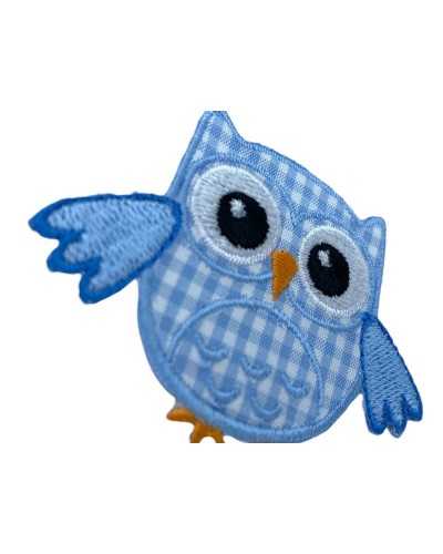 Thermoadhesive Application Embroidery Owl Vichy Fabric 6x4 Cm