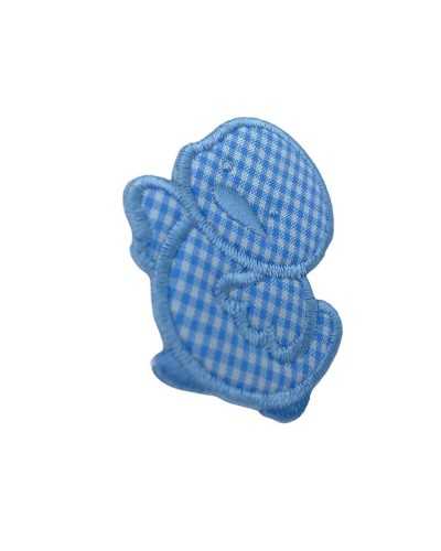 Thermoadhäsive Applikation, Küken-Stickerei-Patch, Vichy-Stoff, hoch, 5 x 4 cm