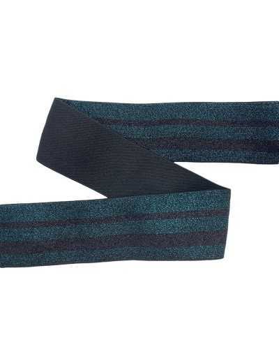 50 cm elastischer Federbesatz, gestreift, Lurex, grün-bronzefarben, Höhe 5 cm