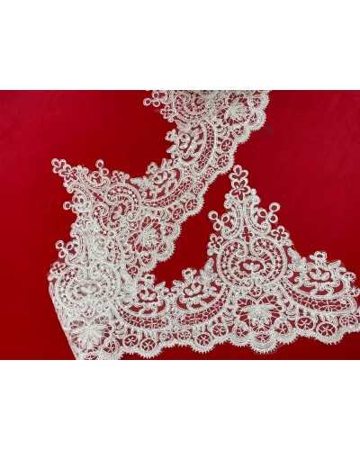 50 Cm Passementerie Tulle Festonné Rebrodè Pointe Dentelle Tourbillon Brodé Blanc Lait Haut 17 Cm