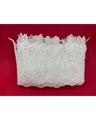 50 Cm Passementerie Tulle Festonné Rebrodè Pointe Dentelle Tourbillon Brodé Blanc Lait Haut 17 Cm