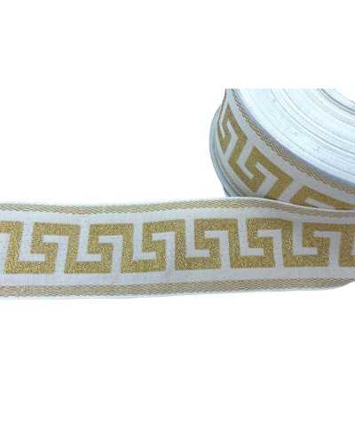 Trimmings White Sacred Galloon Ribbon Gold Lurex Embroidery 3 Cm High