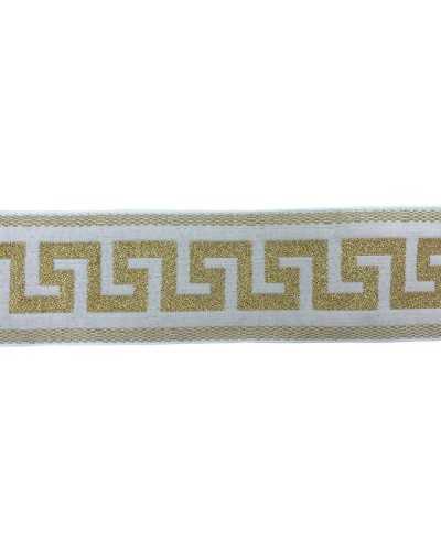 Trimmings White Sacred Galloon Ribbon Gold Lurex Embroidery 3 Cm High