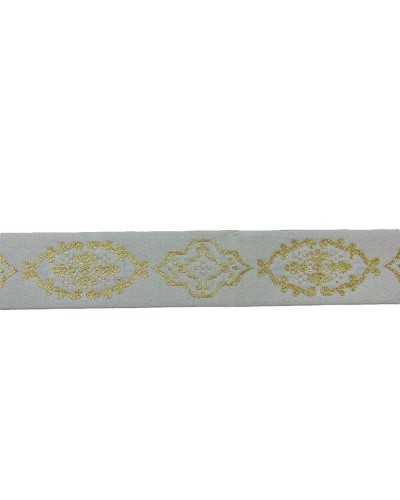Passementerie Ruban Sacré Gallon Blanc Broderie Lurex Or 3 Cm de Haut