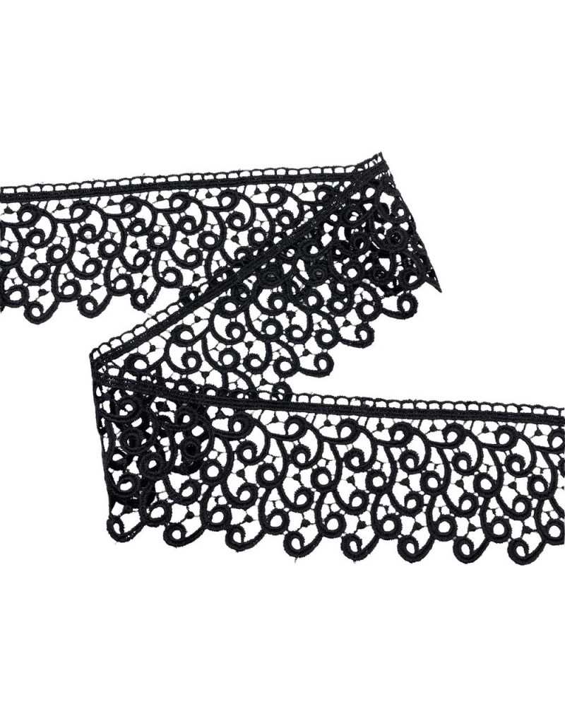 Macramé Lace Trimmings Scalloped Swirl Embroidery 7.5 Cm High