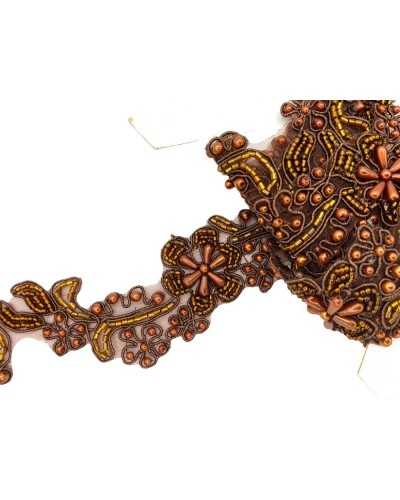 50 cm Bronze Passementerie Broderie Perles Tubes Cousu Organza Base 4 Cm De Haut