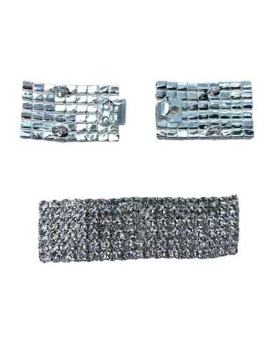 Bascule Crochet Brillant Métal Argenté Strass Crochet Veste Veste Couture Élégante 18x55 Mm
