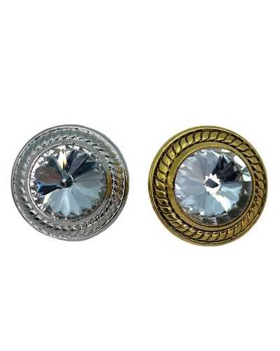 Round Domed Jewel Button Shank Buttonhole Jacket Zamak Strass Worked Mm 27