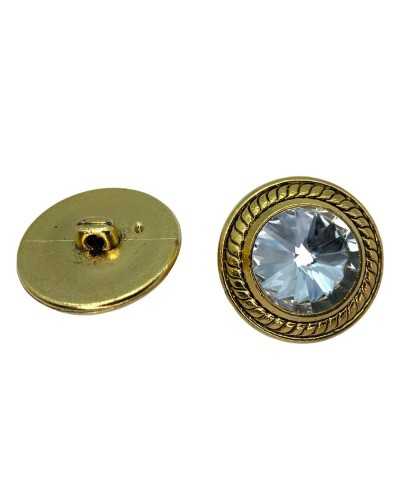 Round Domed Jewel Button Shank Buttonhole Jacket Zamak Strass Worked Mm 27