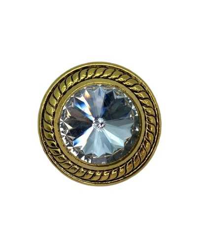 Round Domed Jewel Button Shank Buttonhole Jacket Zamak Strass Worked Mm 27