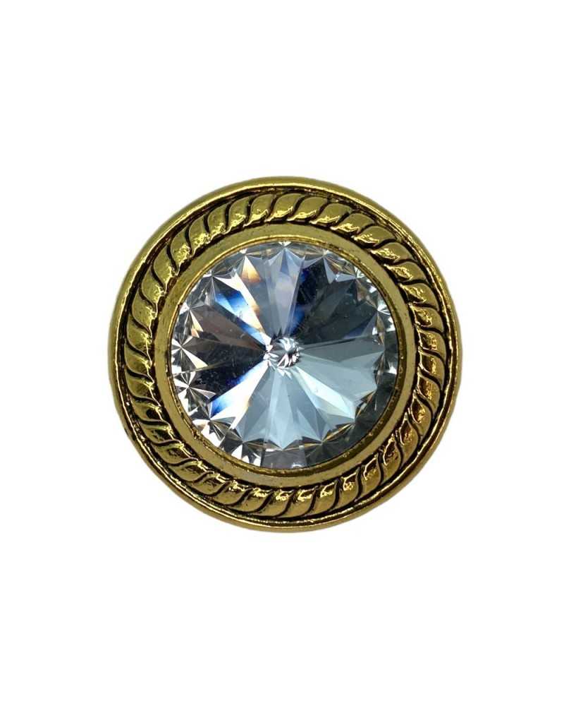 Round Domed Jewel Button Shank Buttonhole Jacket Zamak Strass Worked Mm 27