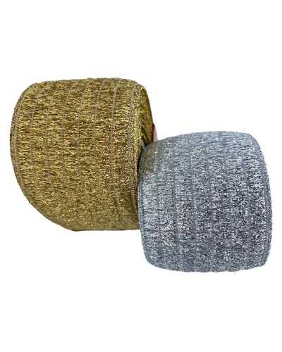 50 Cm Trimmings Lurex Elastic Ribbon Shiny Stripe 6 Cm High