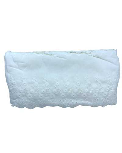 White Sangallo Lace Trimmings Scalloped Flower Embroidery 13 Cm High