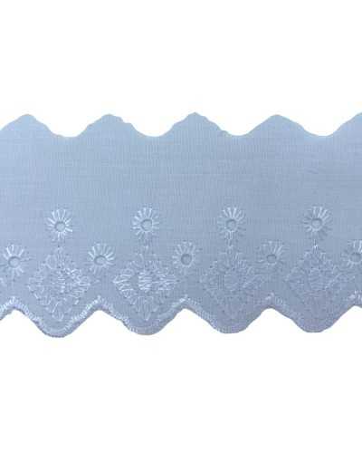 Pasamanería Puntilla Sangallo Blanca Bordado Festón Brillante 7 Cm Alto