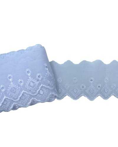 Pasamanería Puntilla Sangallo Blanca Bordado Festón Brillante 7 Cm Alto