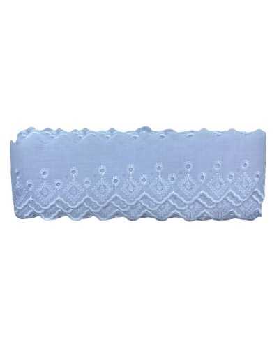 Pasamanería Puntilla Sangallo Blanca Bordado Festón Brillante 7 Cm Alto
