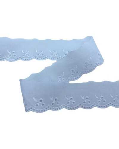 Garnituren, weiße Sangallo-Spitze, glänzende, gewellte Stickerei, 5 cm hoch