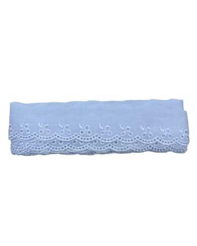 Pasamanería Puntilla Sangallo Blanca Bordado Festón Brillante 5 Cm Alto