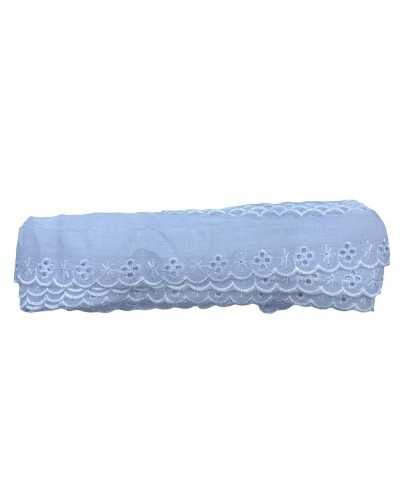 Pasamanería Puntilla Sangallo Blanca Bordado Festón Brillante 4 Cm Alto