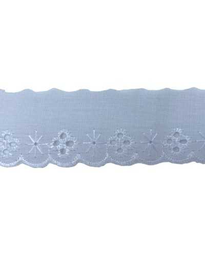 Passementerie Dentelle Sangallo Blanche Broderie Festonnée Brillante 4 Cm De Haut