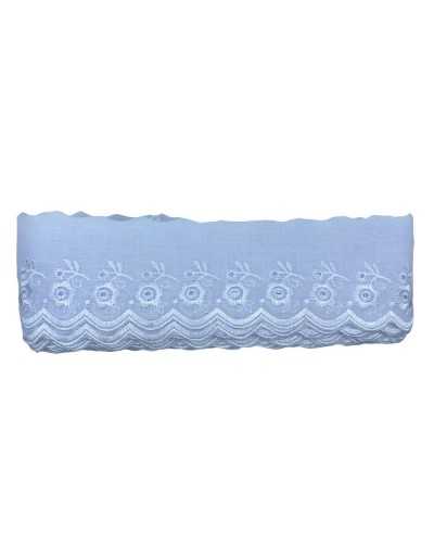 Passamaneria Pizzo Sangallo Bianco Ricamo Lucido Smerlato Alto 7 Cm
