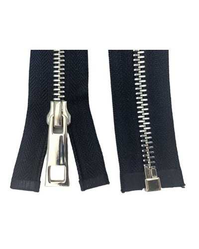 Zip Closure 1 Black Releasable Cursor Chain N.8 Polished Metal 60 Cm Long