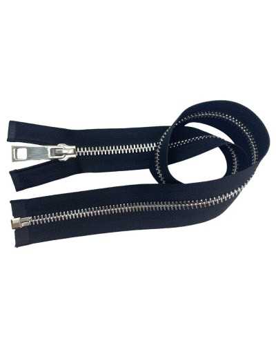Fermeture Éclair Zip 1 Curseur Détachable Chaîne Noire N.8 Métal Poli Longueur 60 Cm