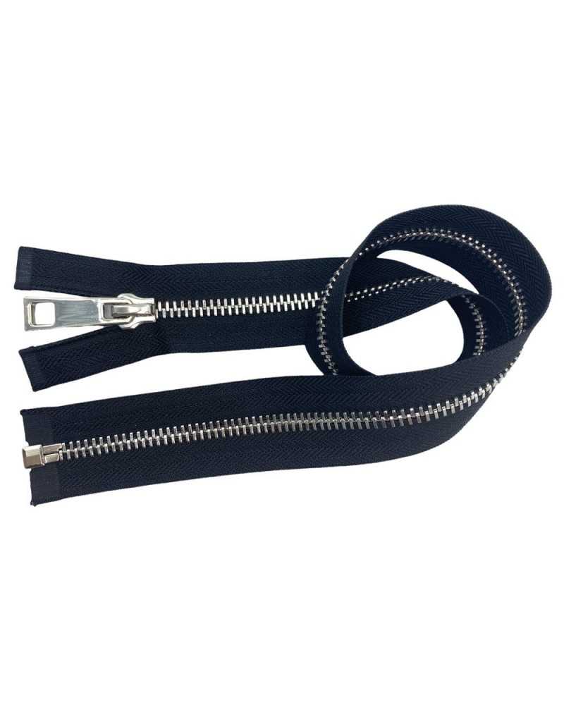 Cierre con Cremallera 1 Cadena Cursor Liberable Negra N.8 Metal Pulido 60 Cm Largo
